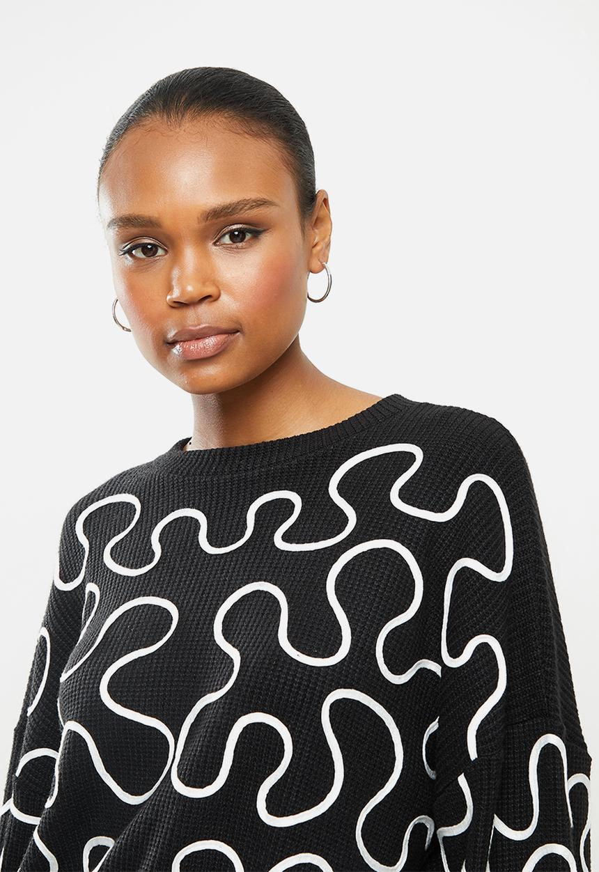 Me&B - Cornelli embroidered jumper - black