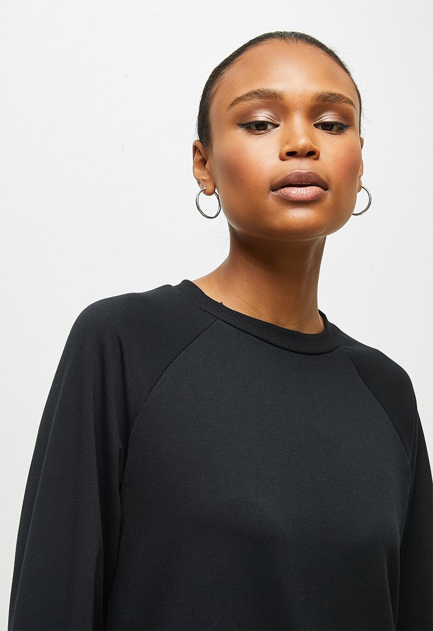 edit - Long sleeve sweater midi dress - black