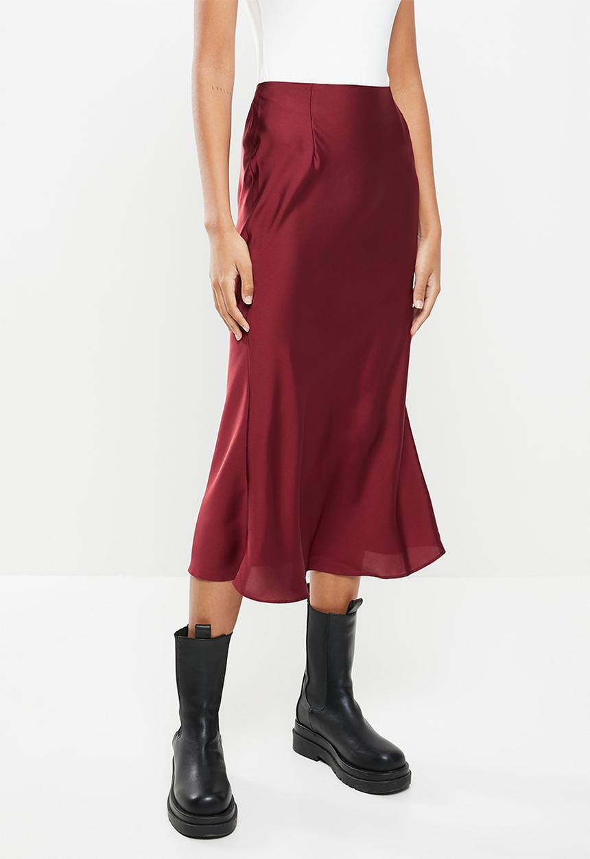 Glamorous - Satin slip skirt - wine