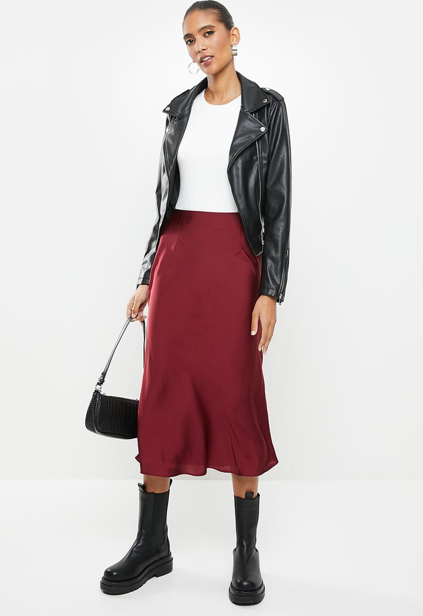Glamorous - Satin slip skirt - wine