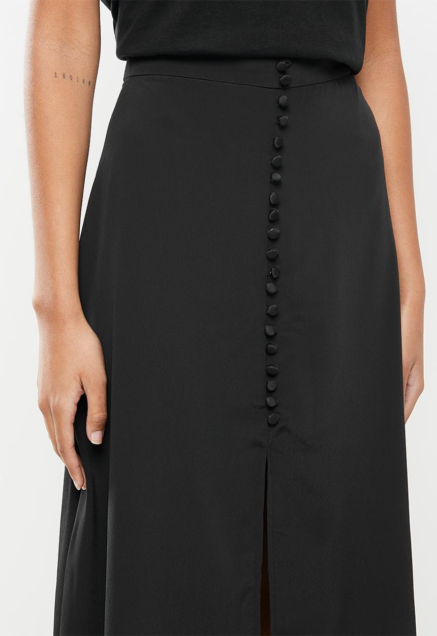 Glamorous - Button front high waisted skirt - black