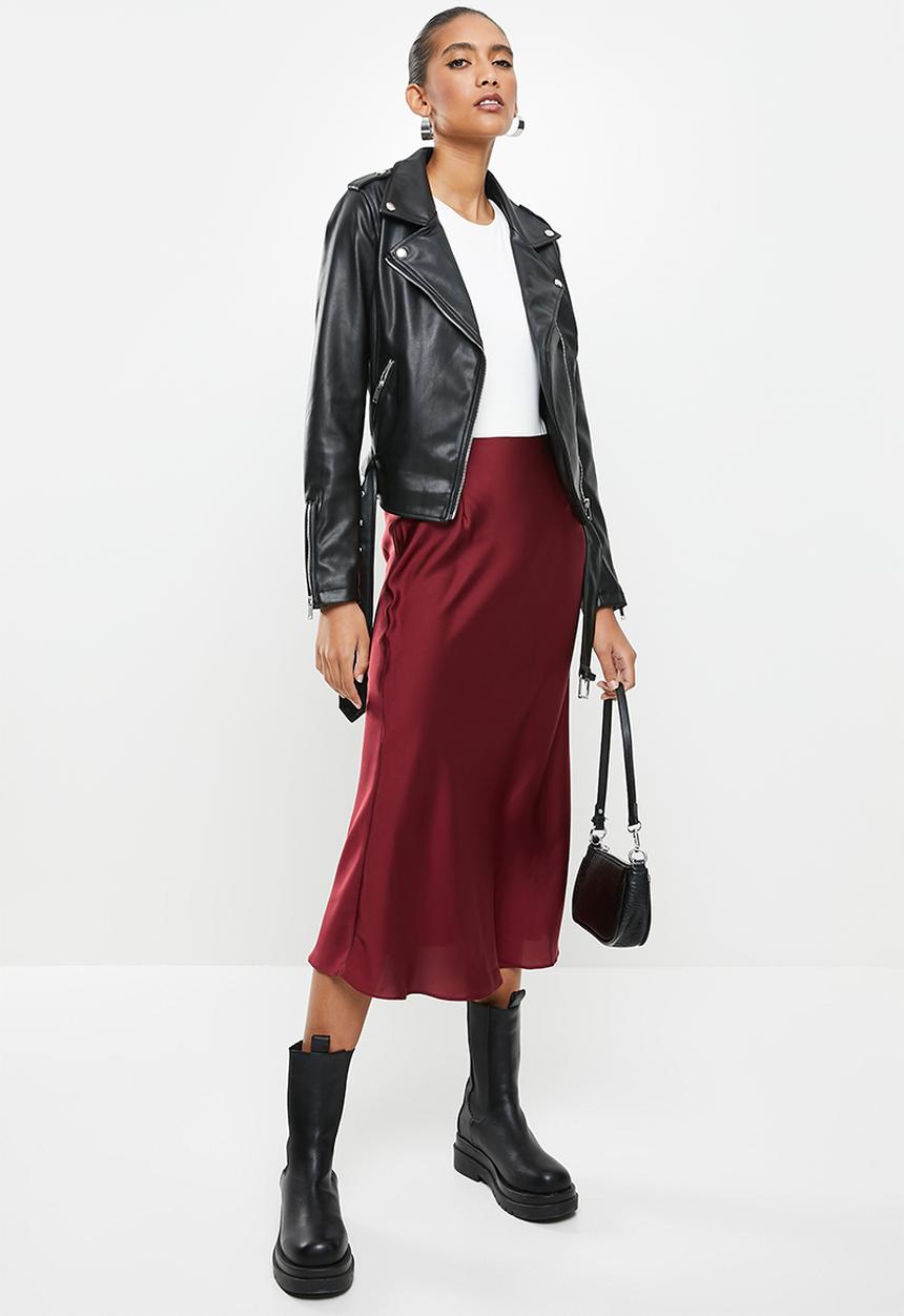 Glamorous - Pu biker with belt detail - black
