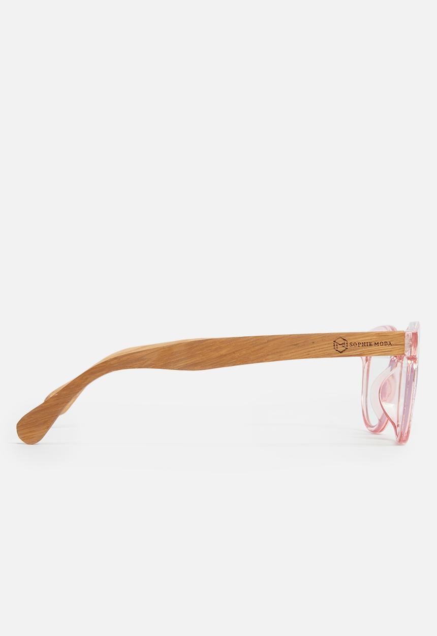 Sophie Moda - Reading glasses bamboo collection - pink & brown