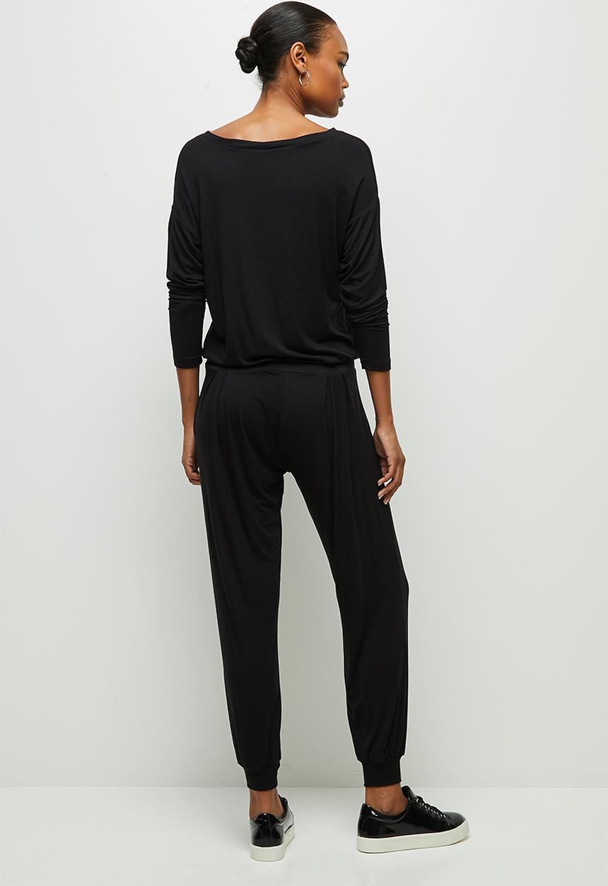 edit - Long sleeve harem jumpsuit - black