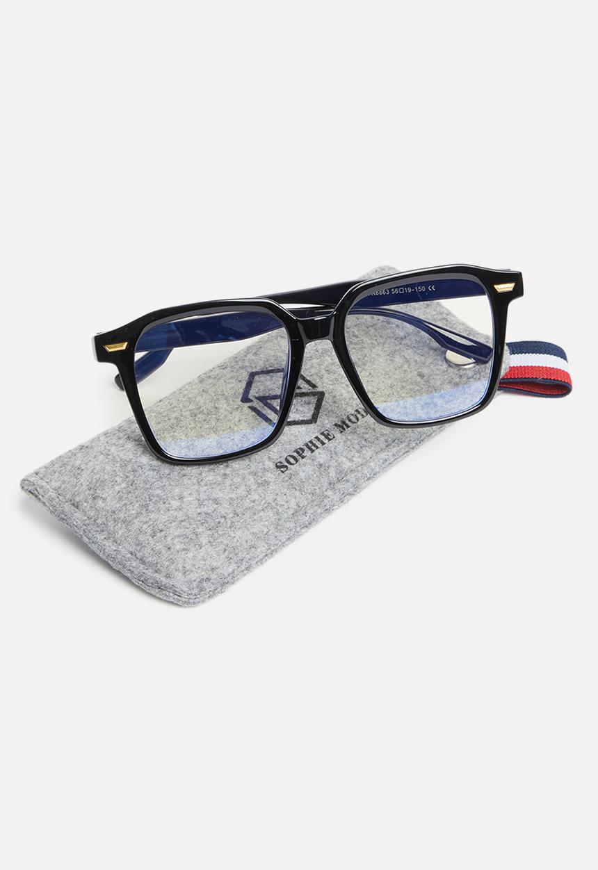 Sophie Moda - Glasses: anti-blue light angular collection - black