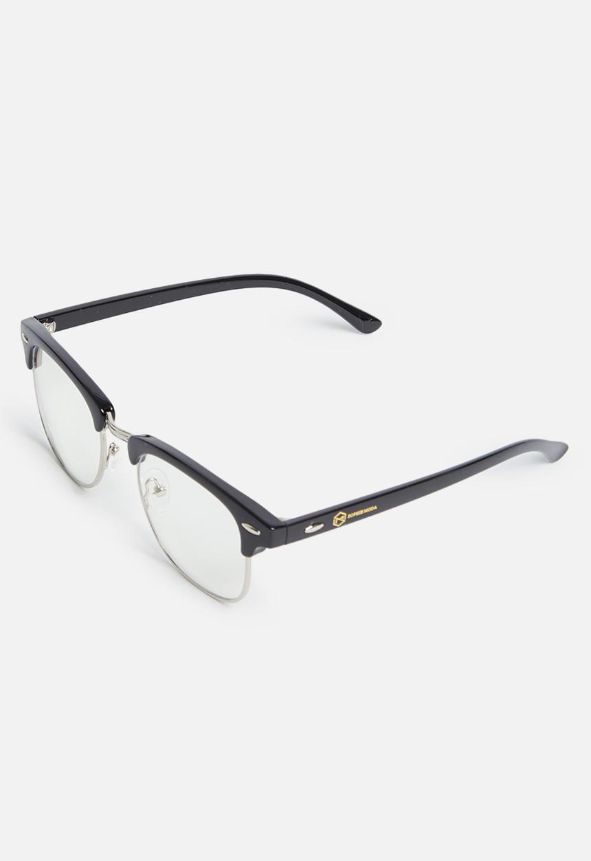 Sophie Moda - Anti-blue light classic half rim optical frame - black & silver