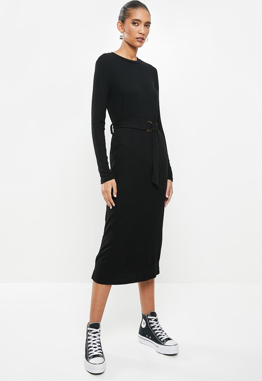 Glamorous - Long sleeve knitted dress - black