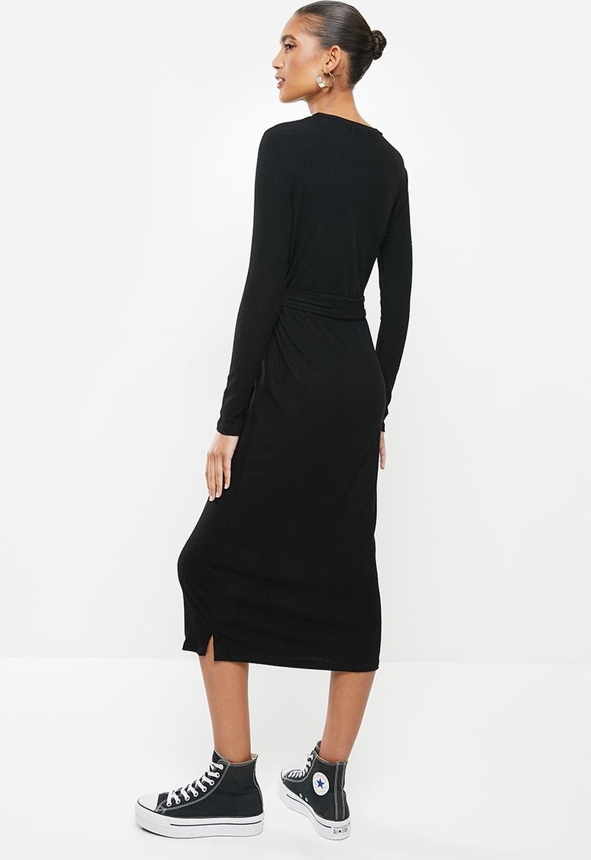 Glamorous - Long sleeve knitted dress - black
