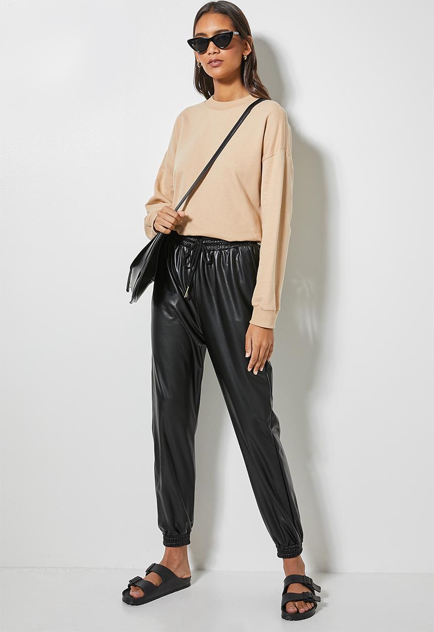 Superbalist - PU jogger - black