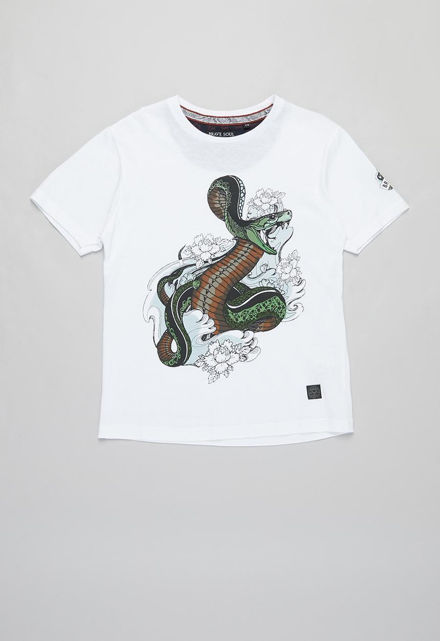 Brave Soul - Habu printed short sleeve tee - white