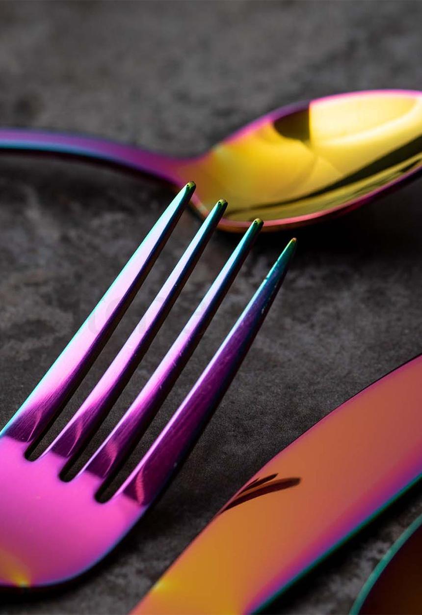 Kitchen Craft - Mikasa 16pc stainless steel cutlery set - iridescent rainbow