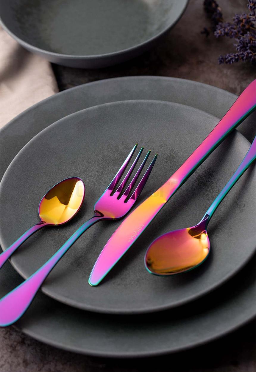 Kitchen Craft - Mikasa 16pc stainless steel cutlery set - iridescent rainbow