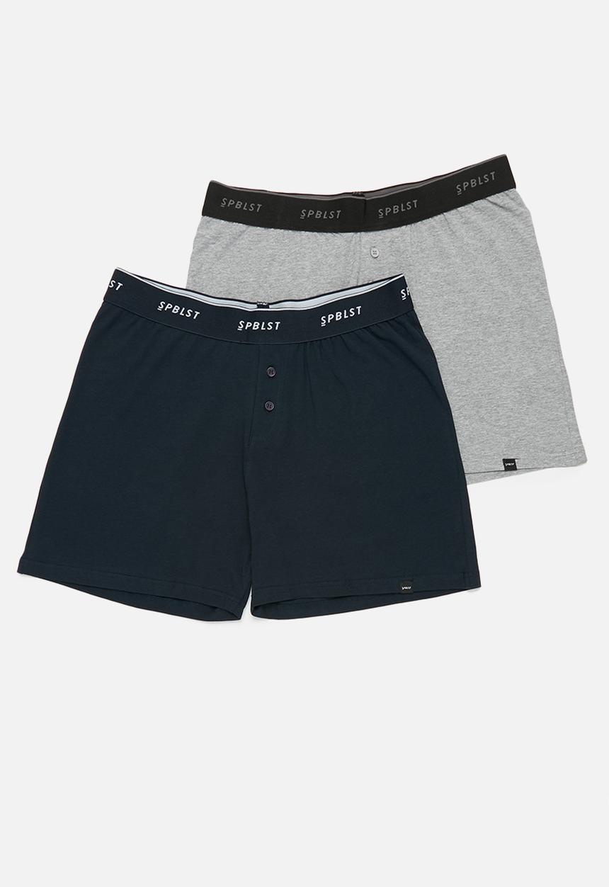 Superbalist - 2 Pack kris knit boxers - navy & grey