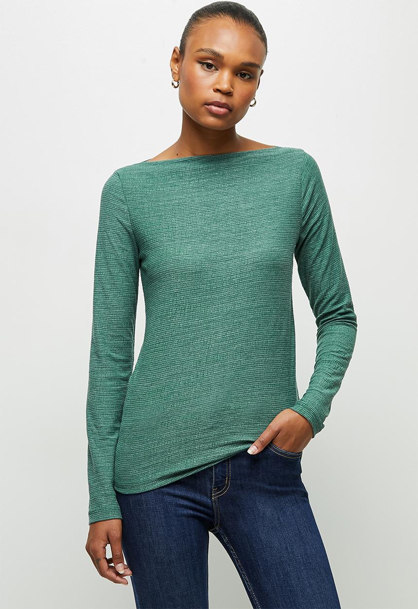 edit - Textured high neck T-shirt - dark green