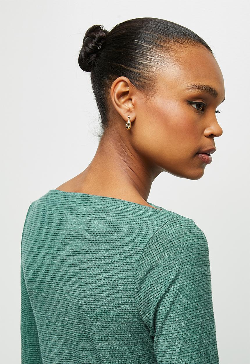 edit - Textured high neck T-shirt - dark green