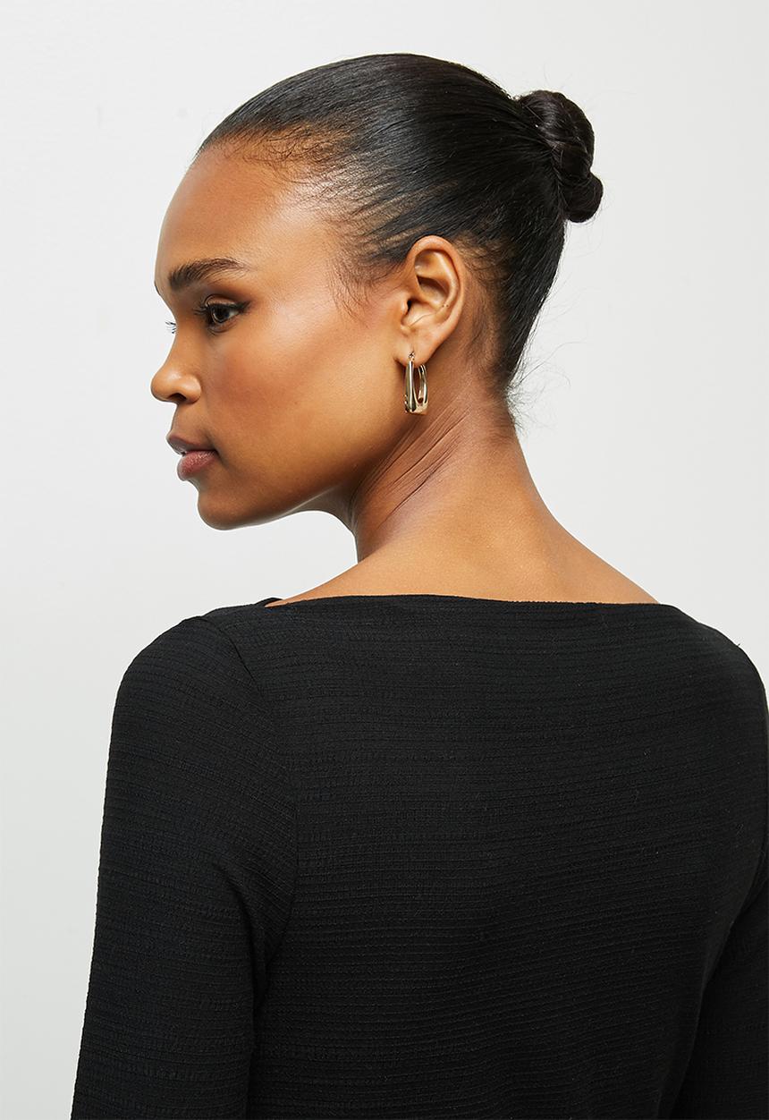 edit - Textured high neck T-shirt - black
