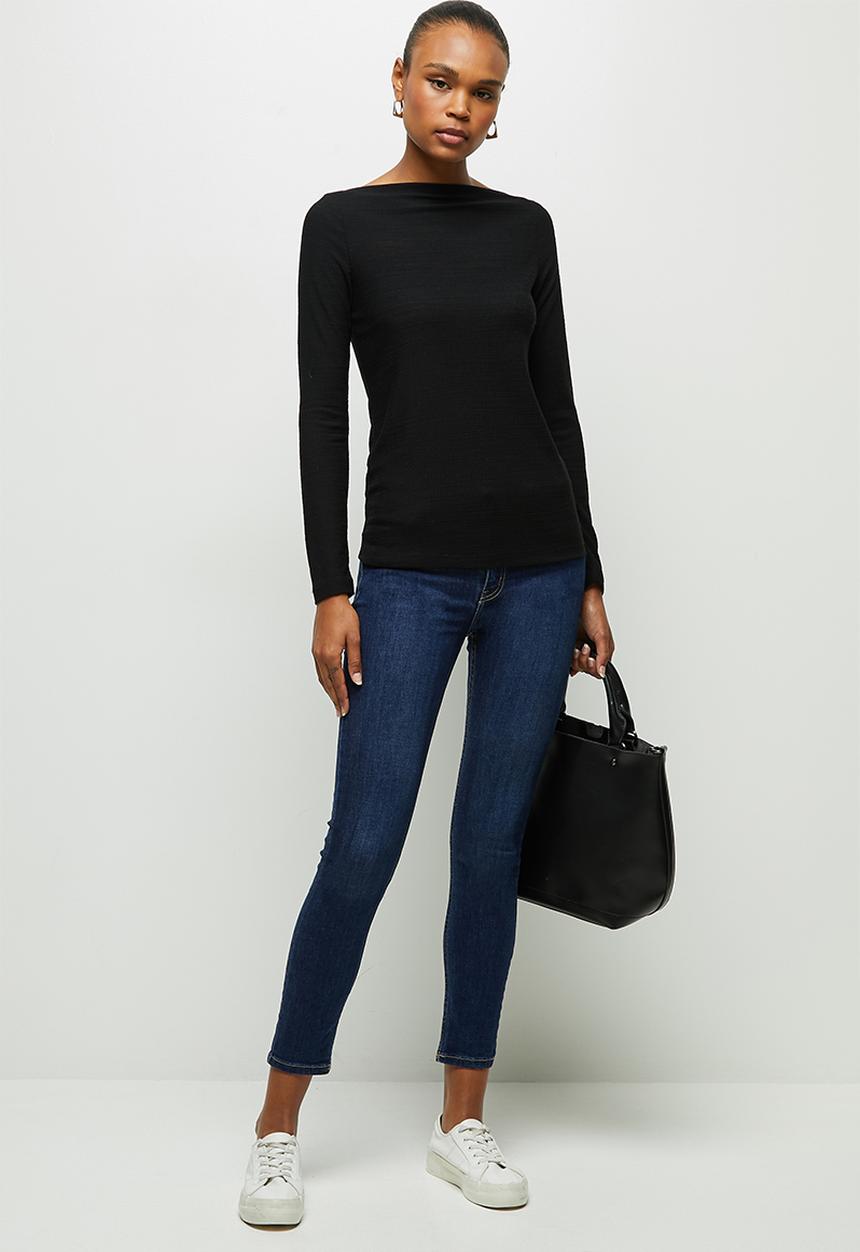 edit - Textured high neck T-shirt - black