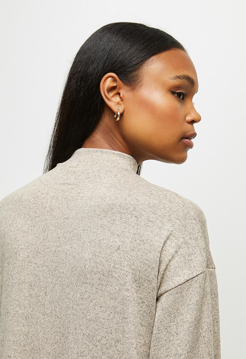 edit - Funnel neck column dress - stone