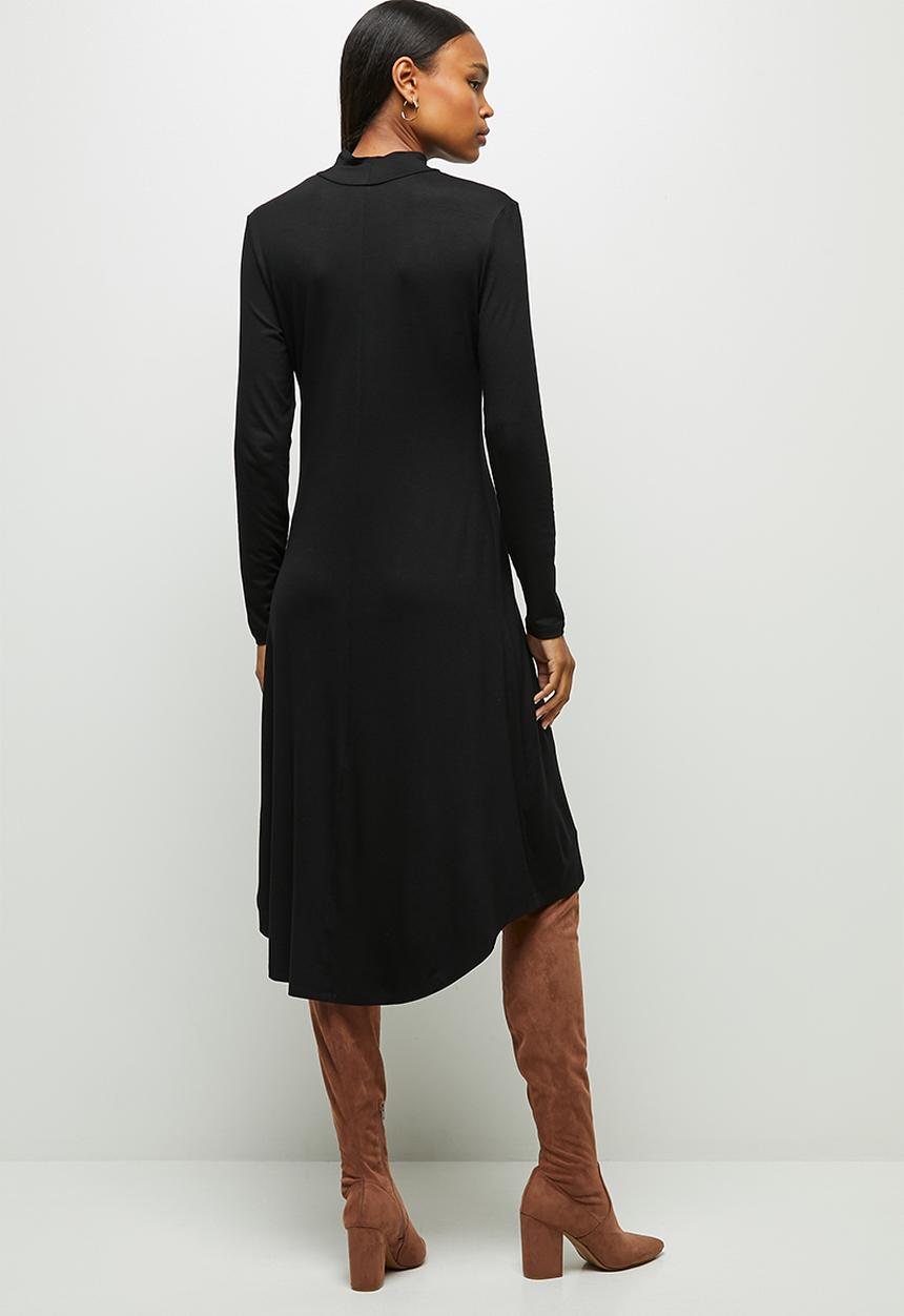 edit - Round neck hi low midi - black