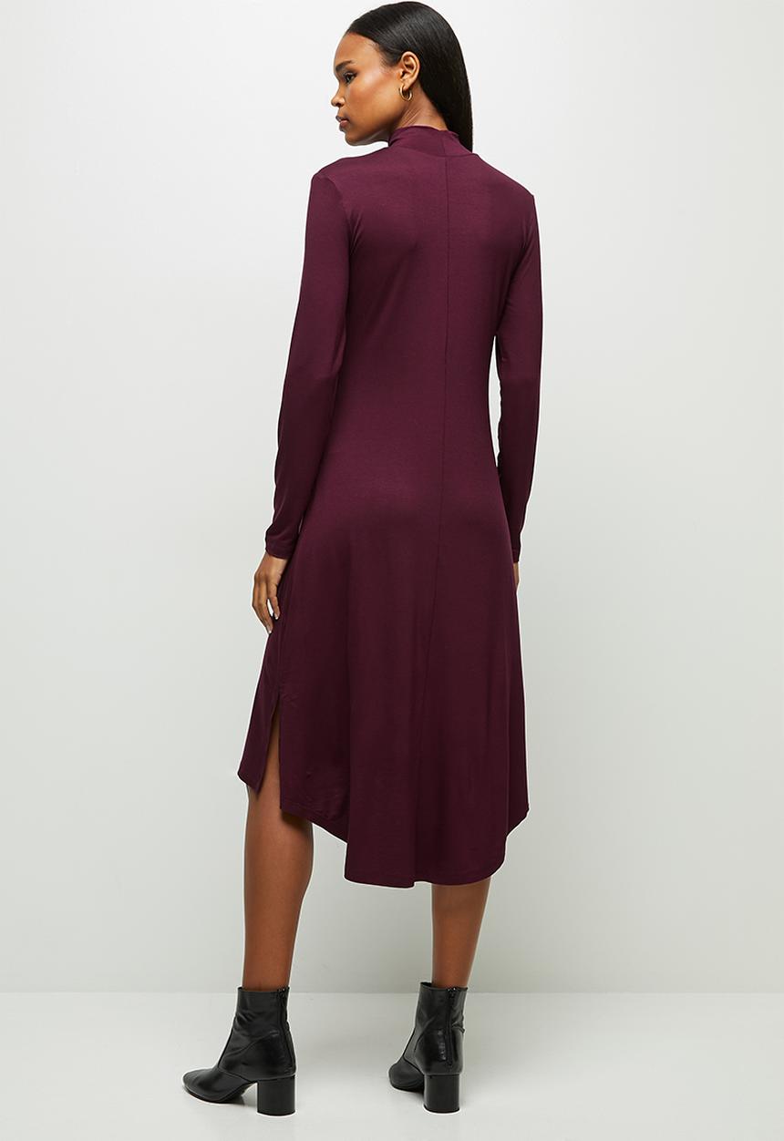edit - Round neck hi low midi - dark berry