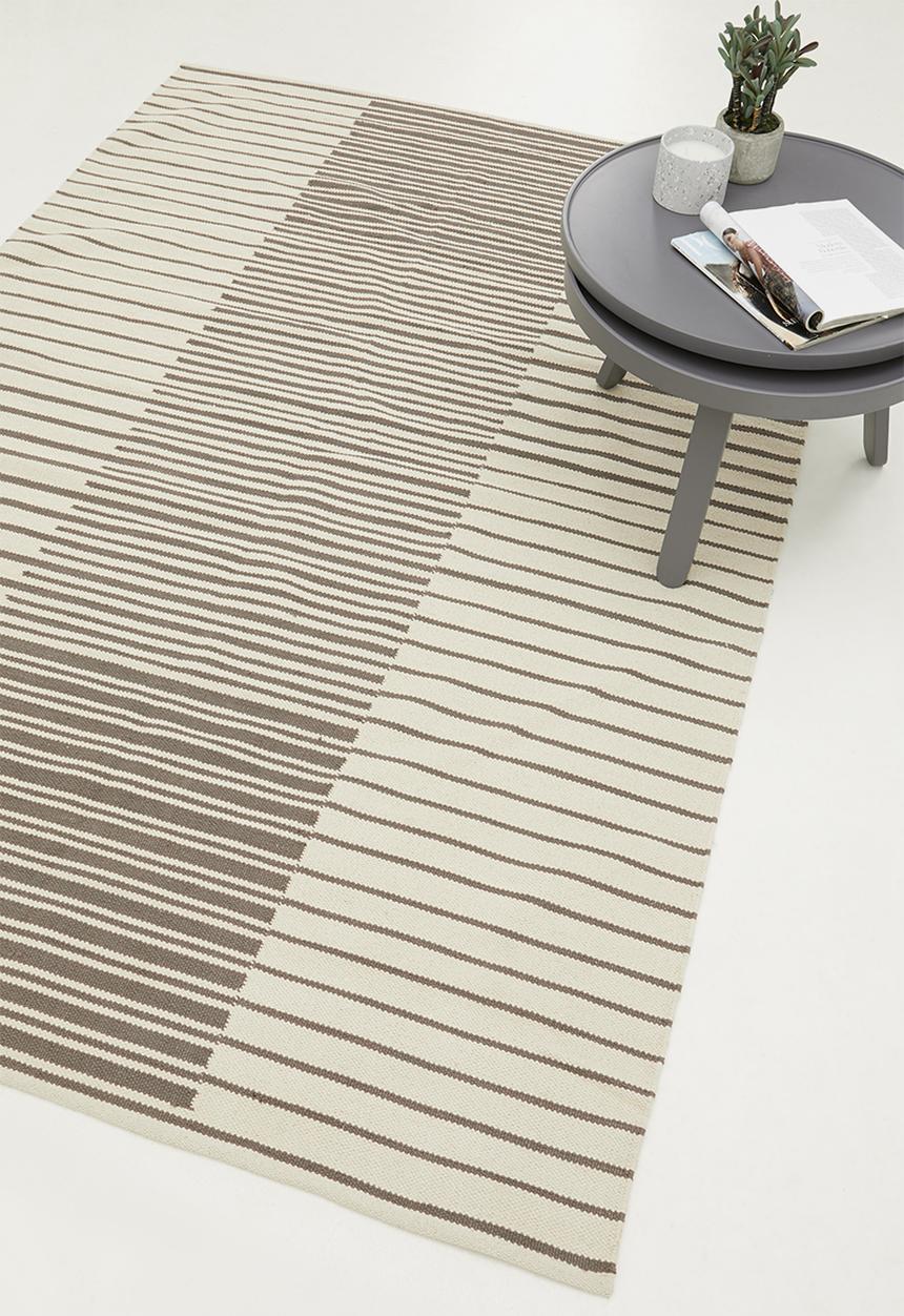 Sixth Floor - Striped woven cotton rug - grey