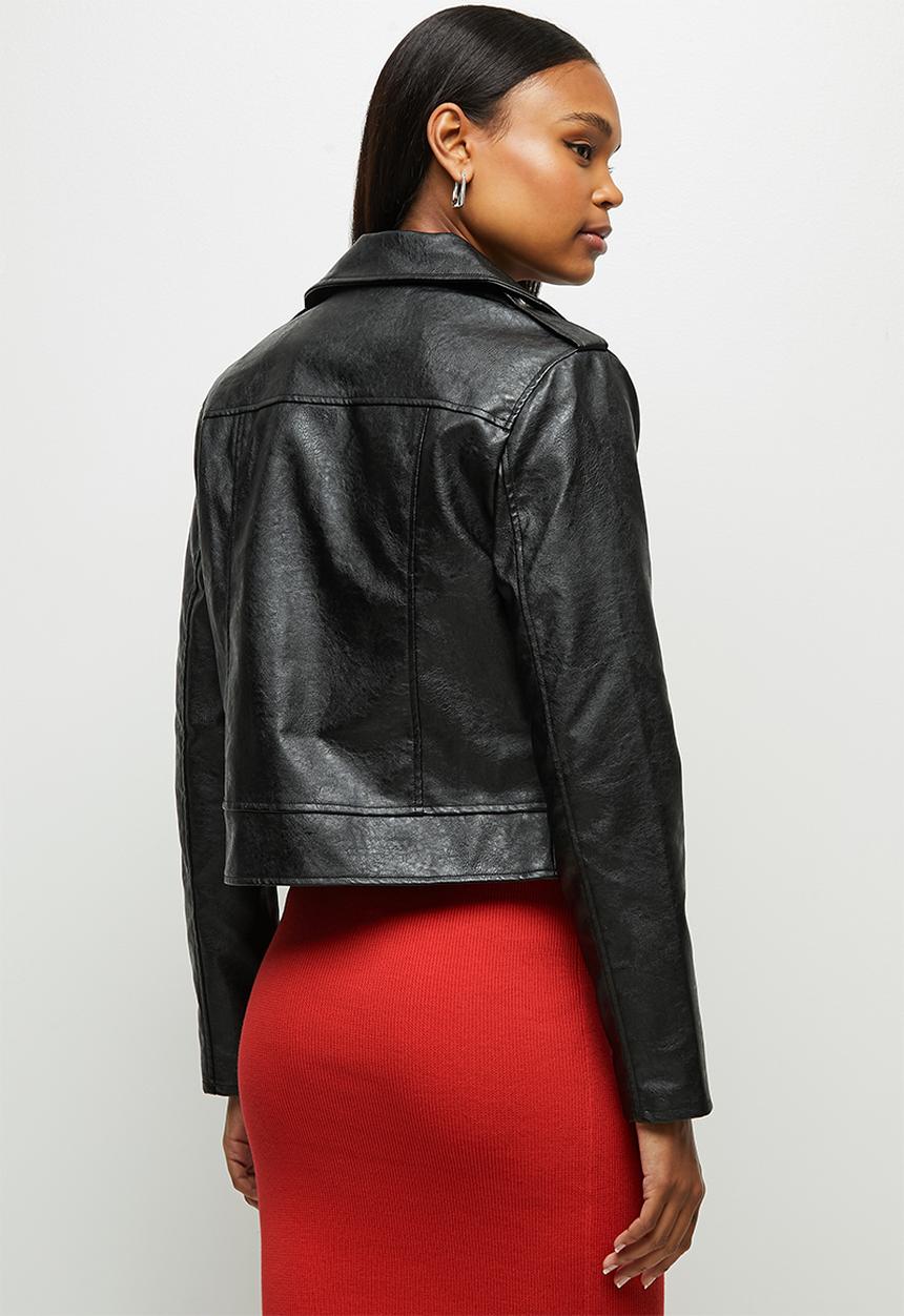 edit - Pu biker jacket - black
