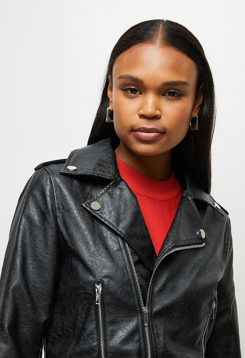 edit - Pu biker jacket - black