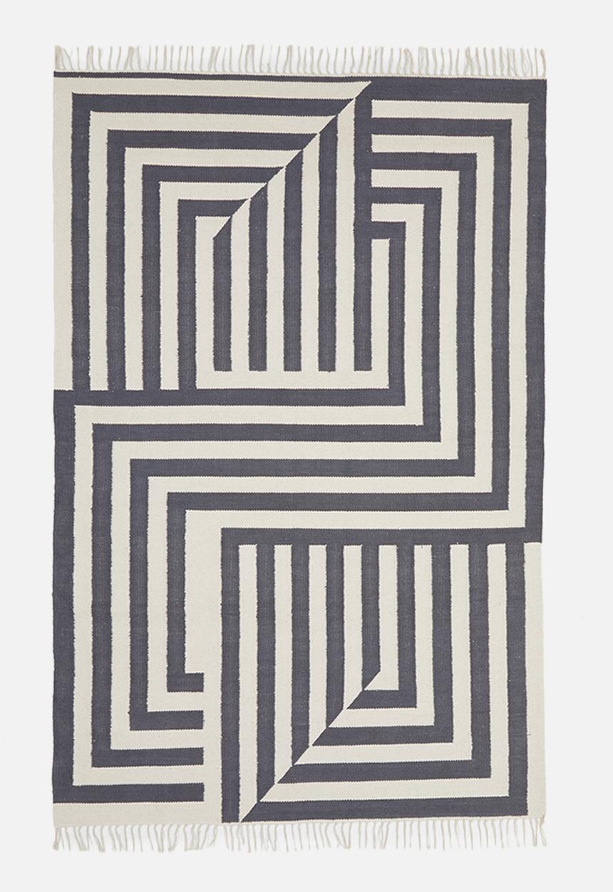 Sixth Floor - Deco stripe woven rug - grey & white