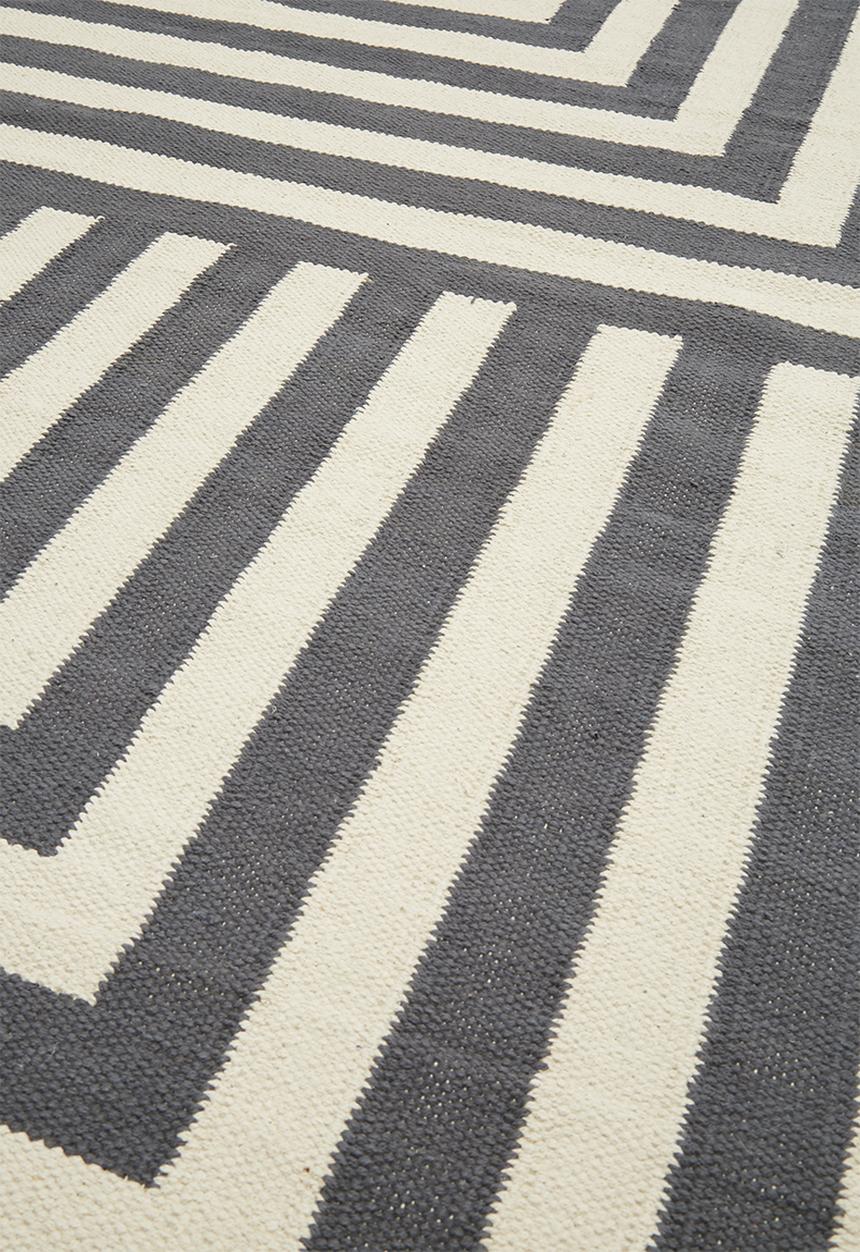 Sixth Floor - Deco stripe woven rug - grey & white