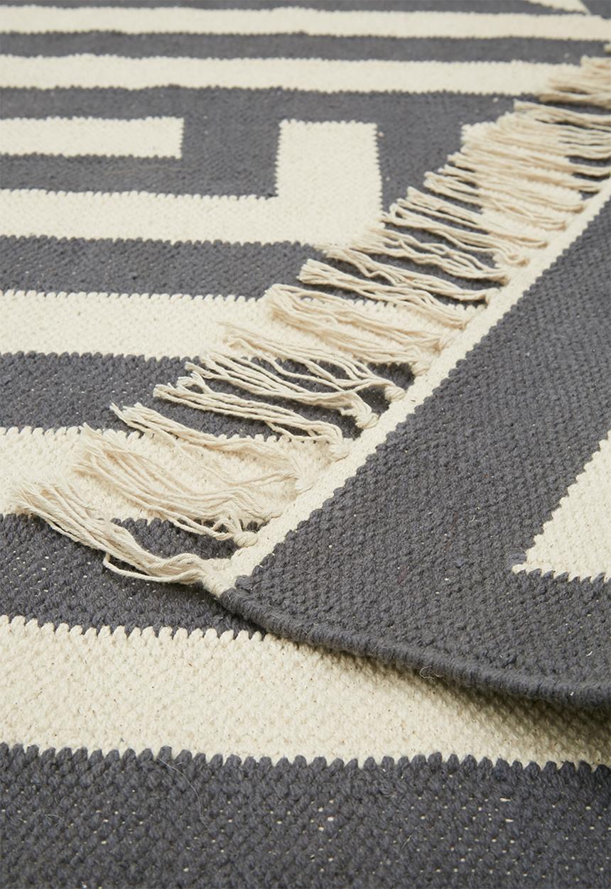 Sixth Floor - Deco stripe woven rug - grey & white