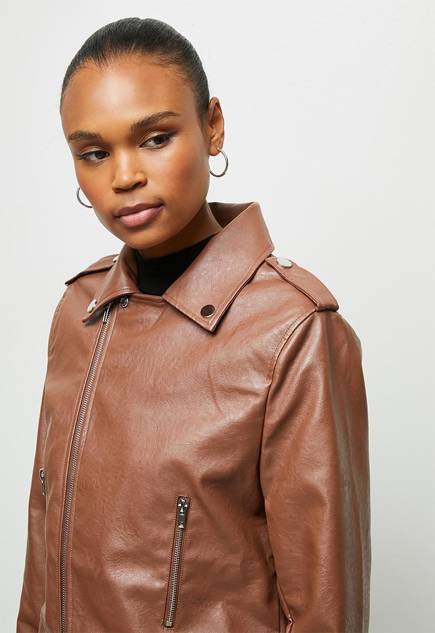 edit - Pu biker jacket - brown