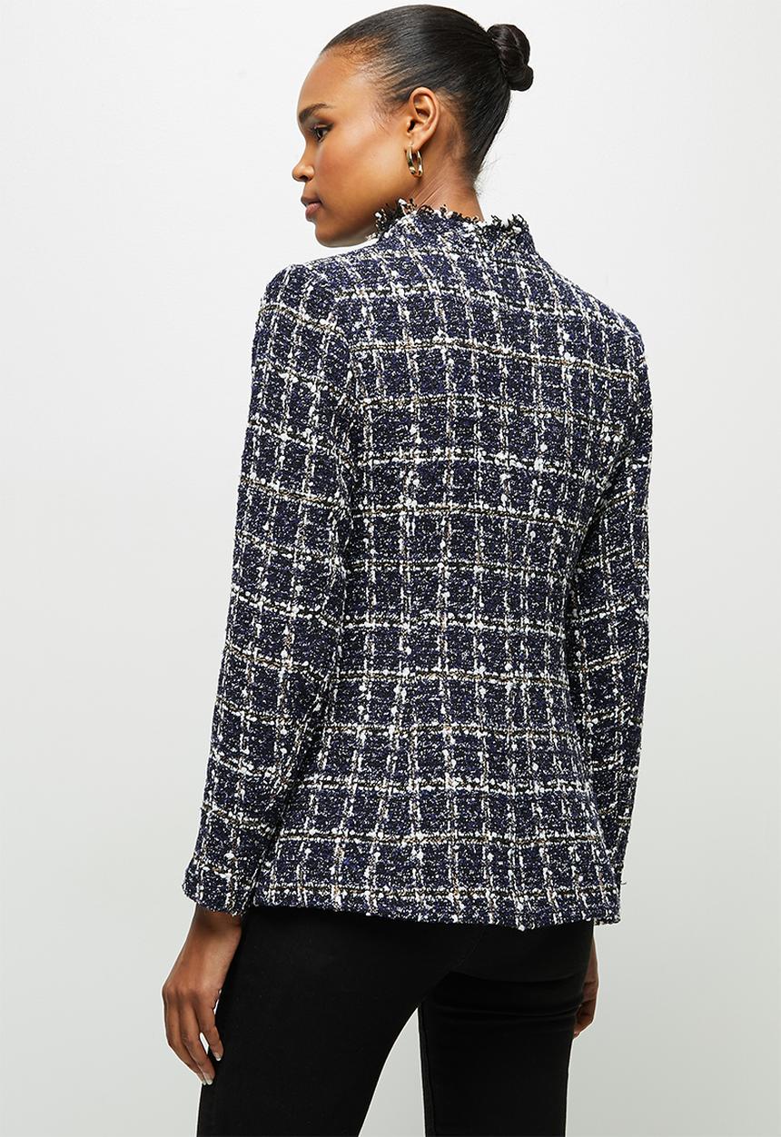 edit - Tweed textured blazer - navy tweed