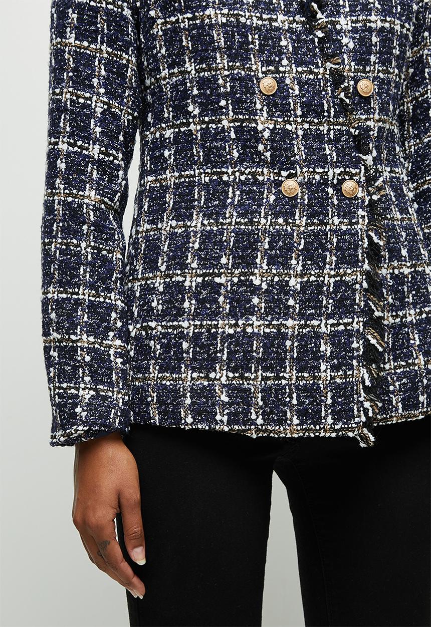 edit - Tweed textured blazer - navy tweed