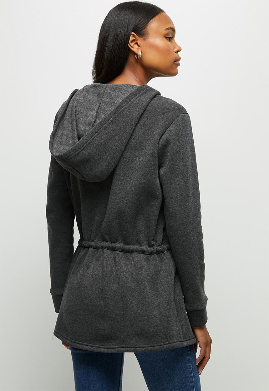 edit - Fleece  hooded jacket - charcoal