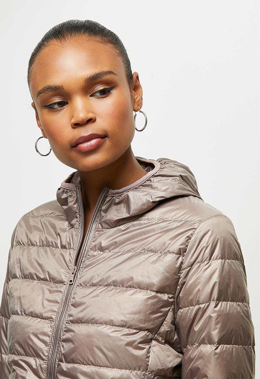 edit - Hooded puffer jacket - light bronze