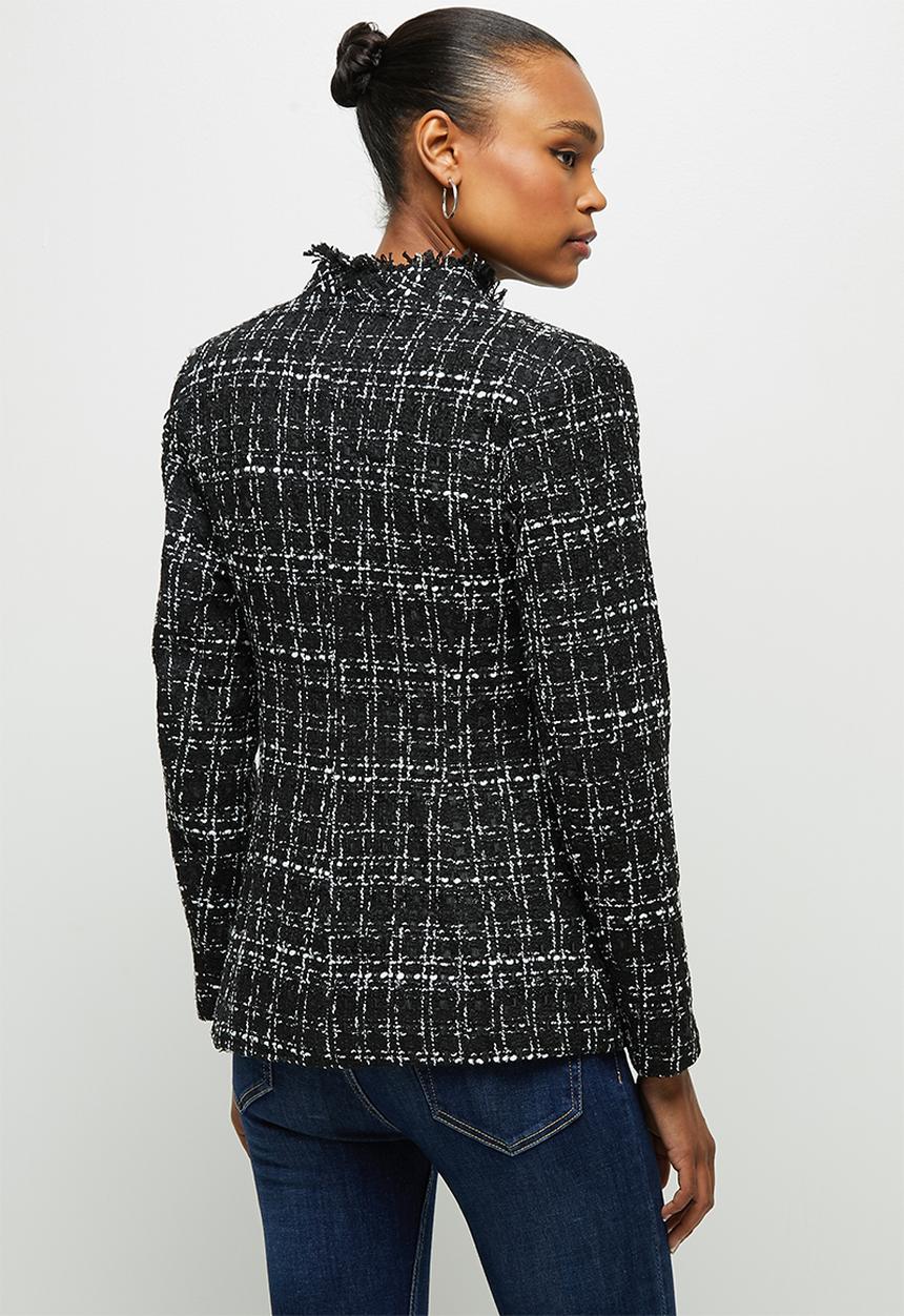 edit - Tweed textured blazer - black