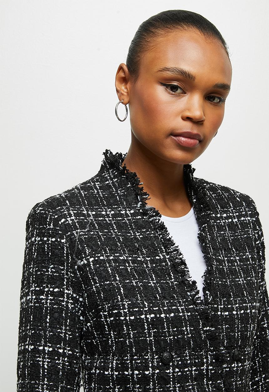 edit - Tweed textured blazer - black