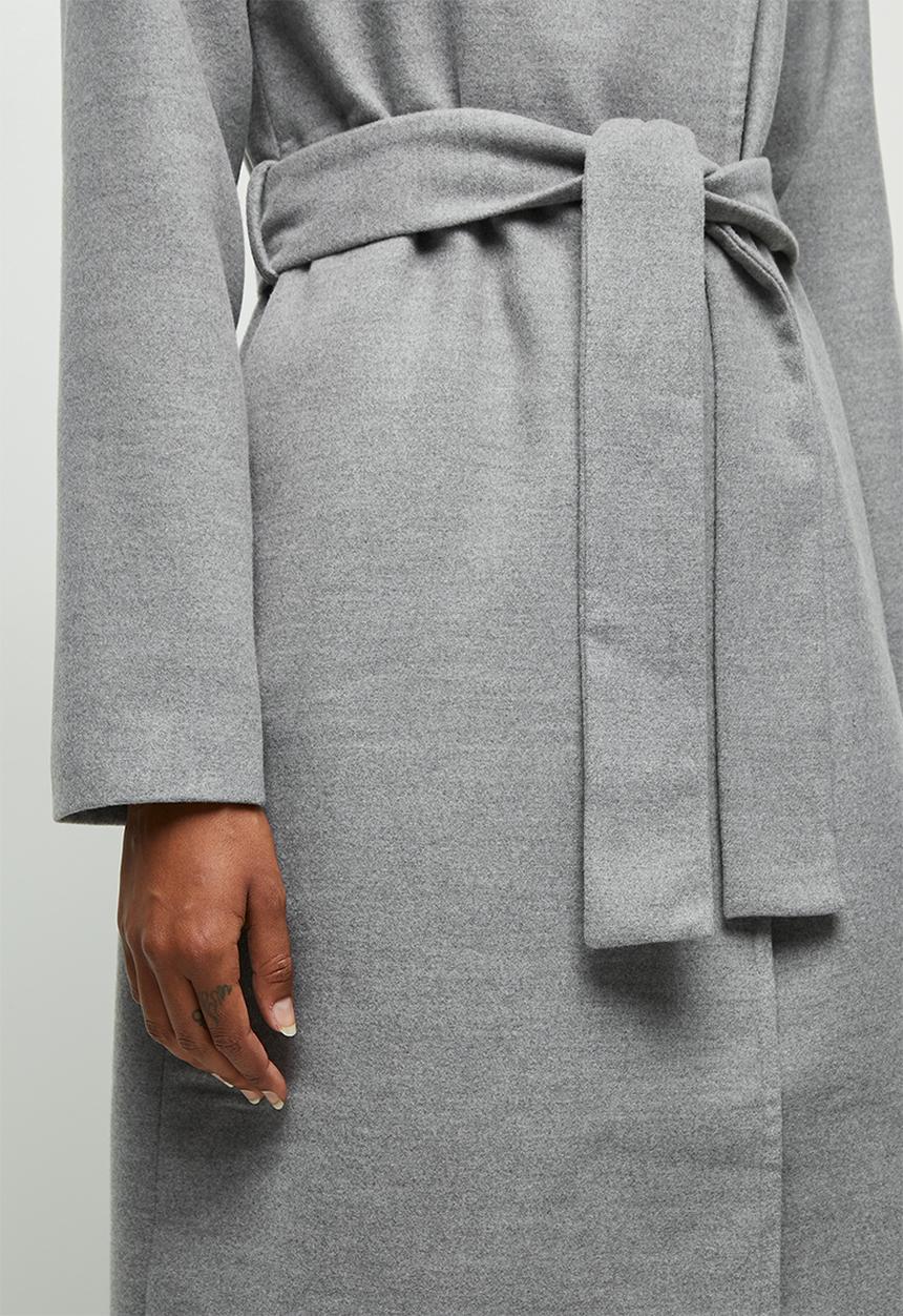 edit - High neck waterfall coat - grey melange