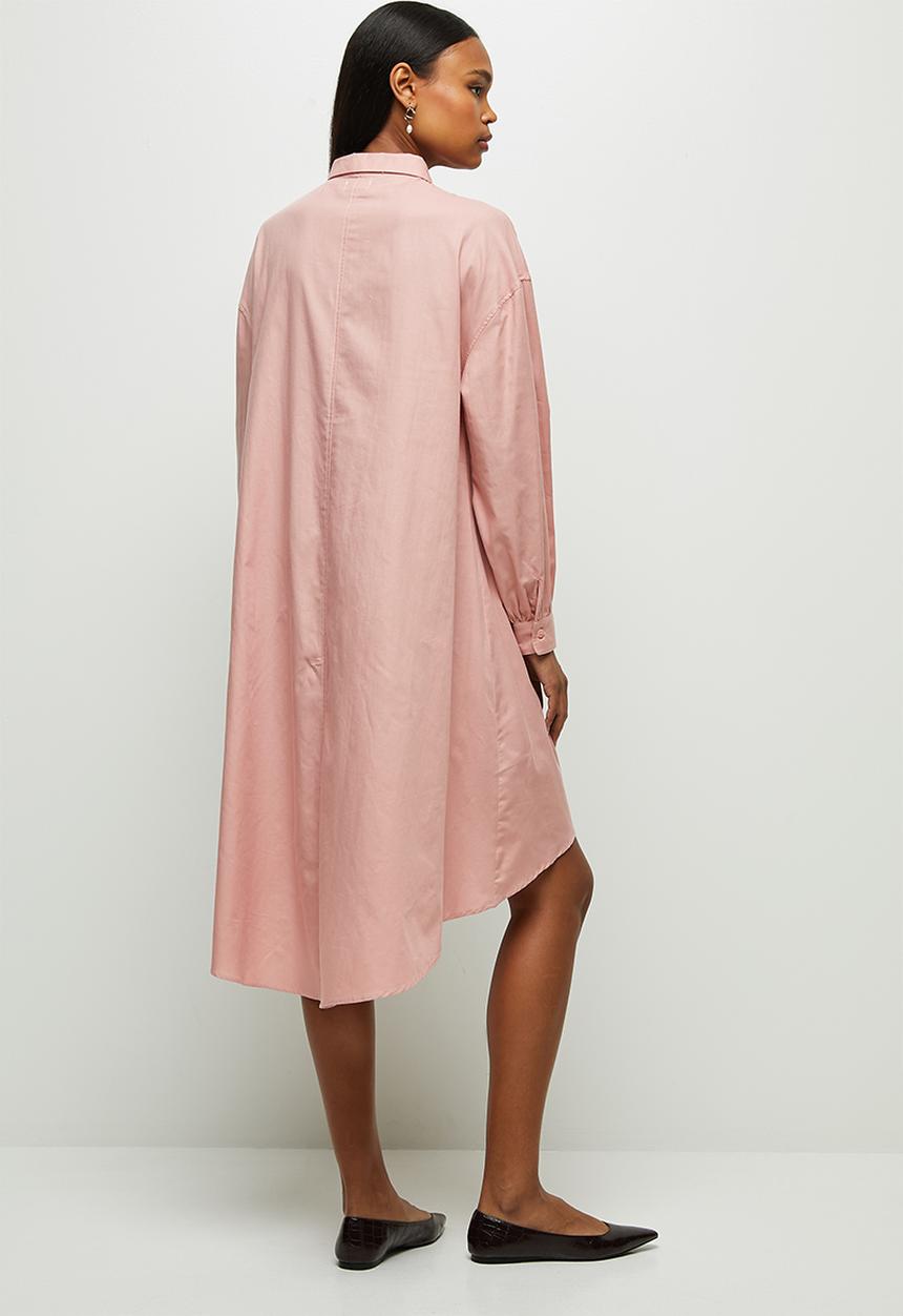 edit - Collared longline shirt - dusty pink