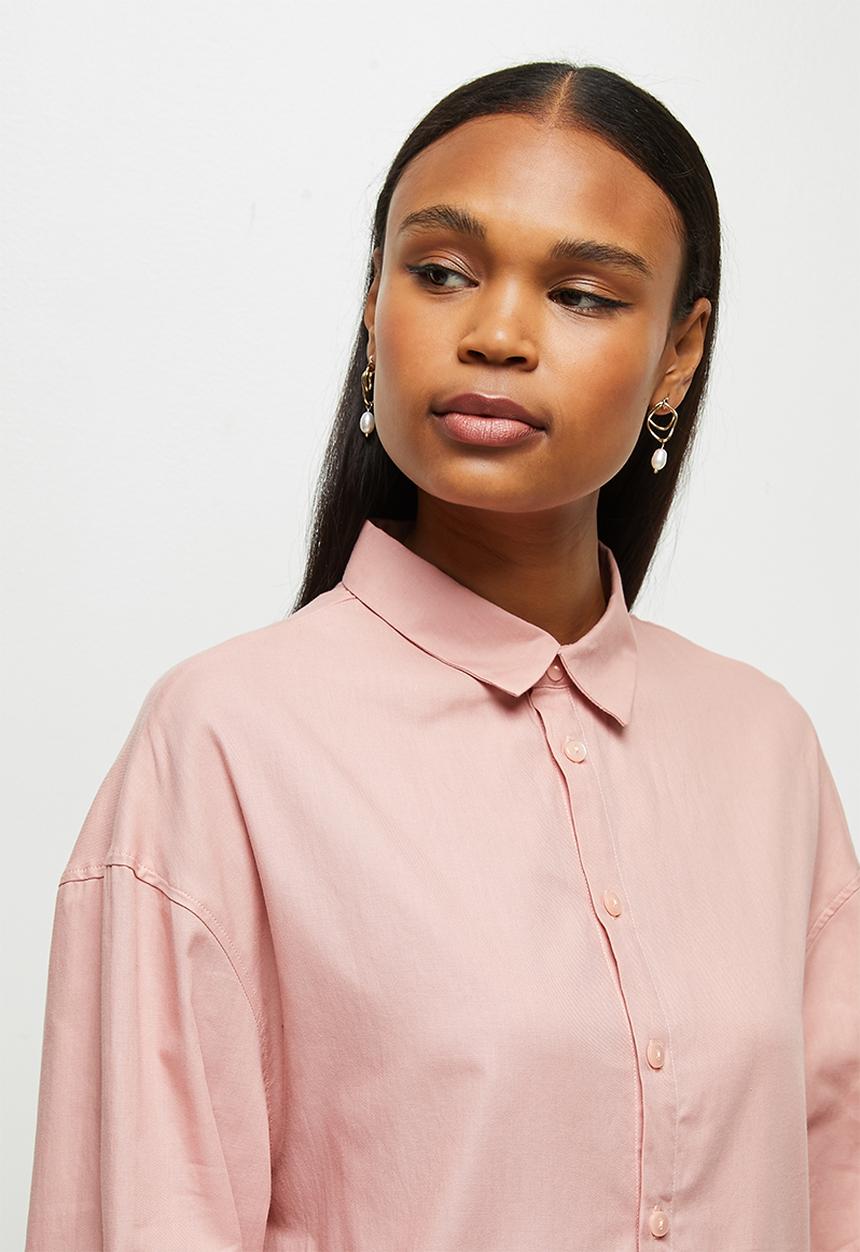 edit - Collared longline shirt - dusty pink