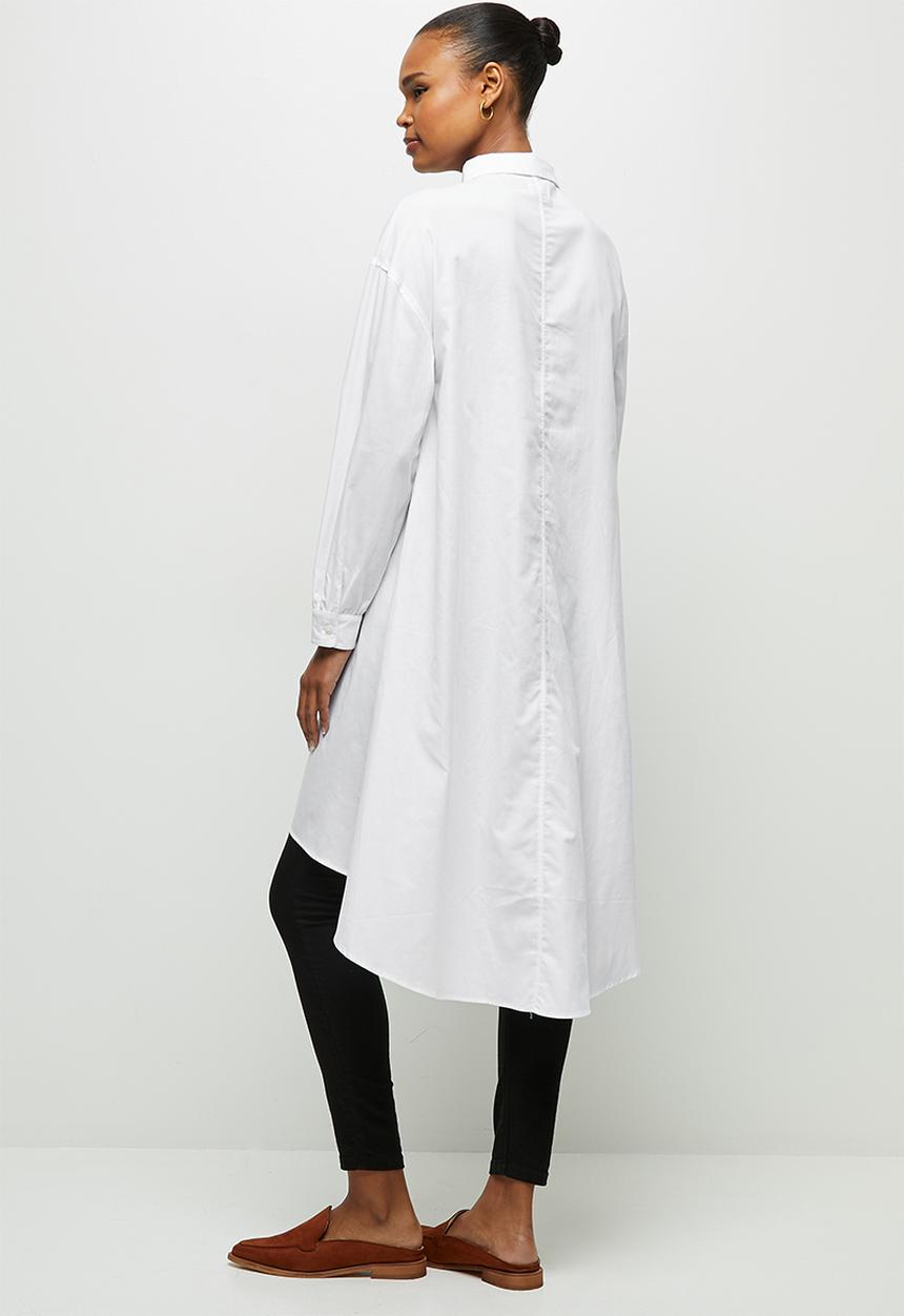 edit - Collared longline shirt - milk