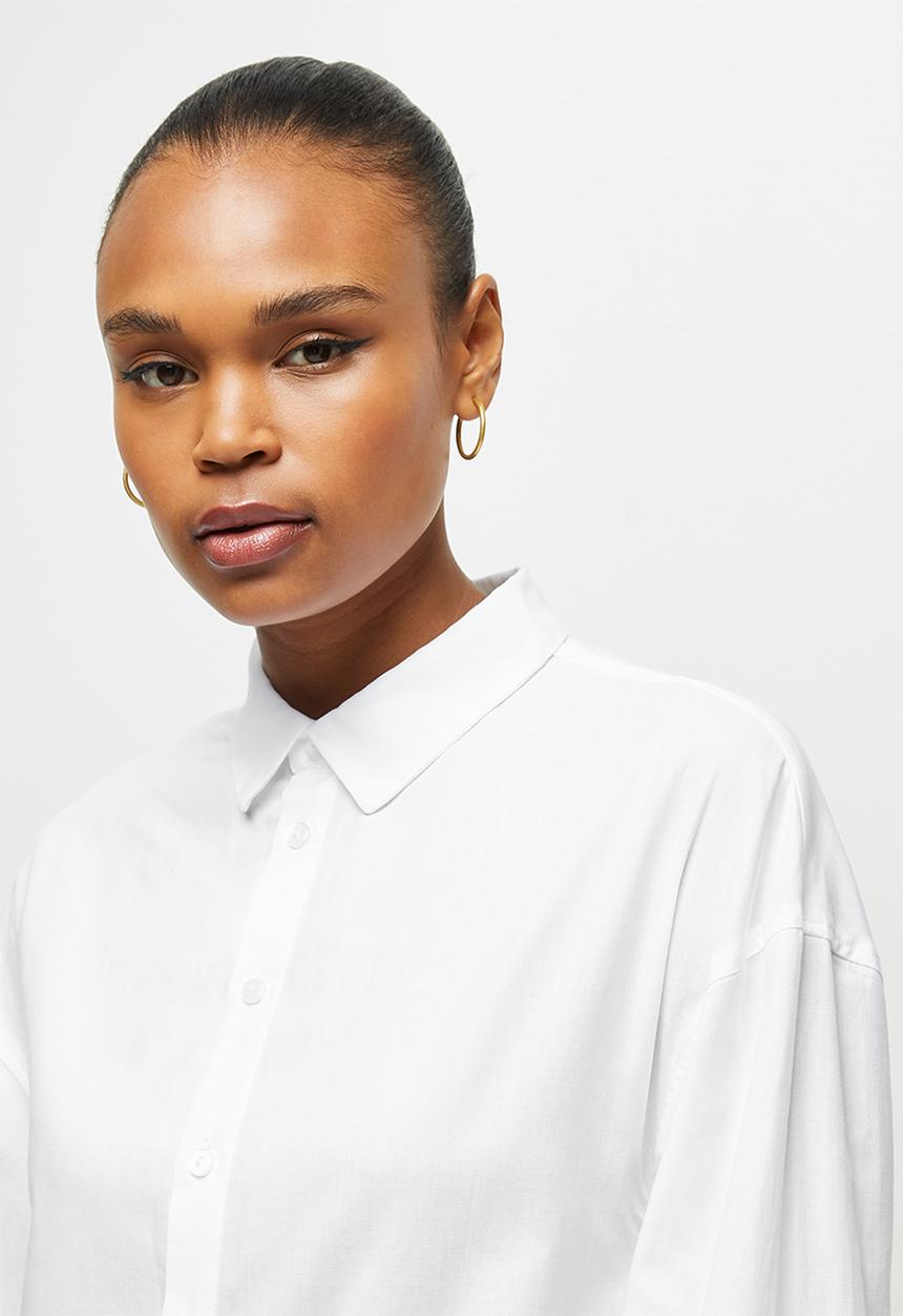 edit - Collared longline shirt - milk