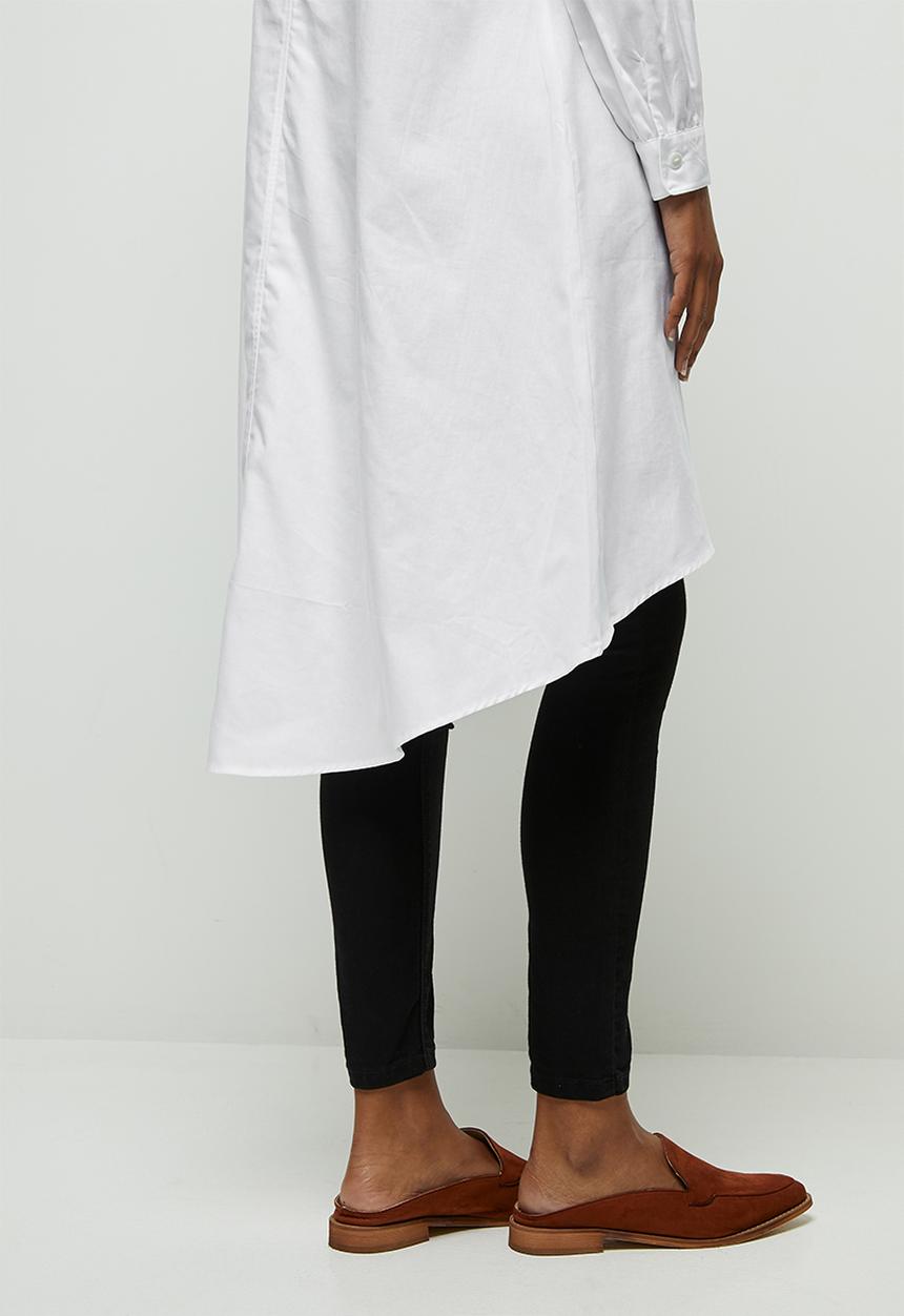 edit - Collared longline shirt - milk