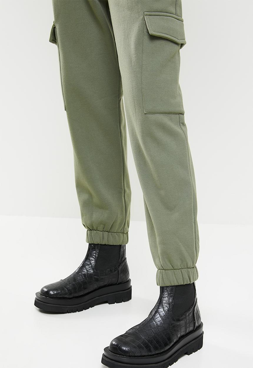 Blake - Fleece cargo jogger - sage
