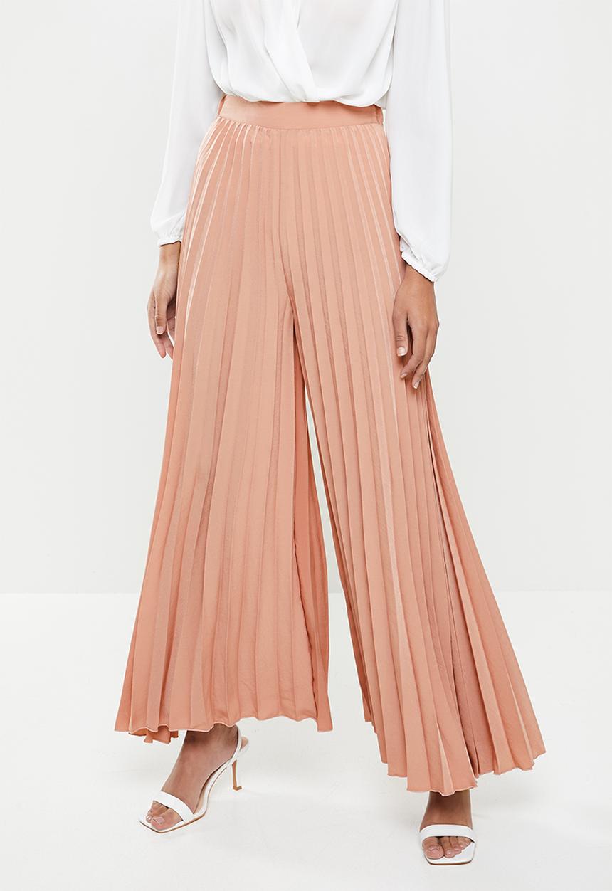 VELVET - Pleated palazzo pant - dusty pink
