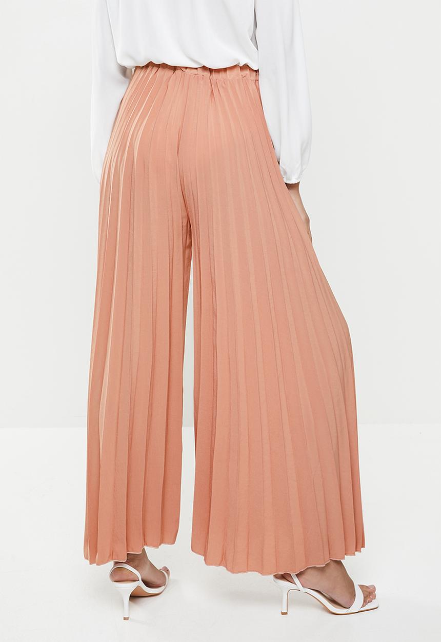 VELVET - Pleated palazzo pant - dusty pink