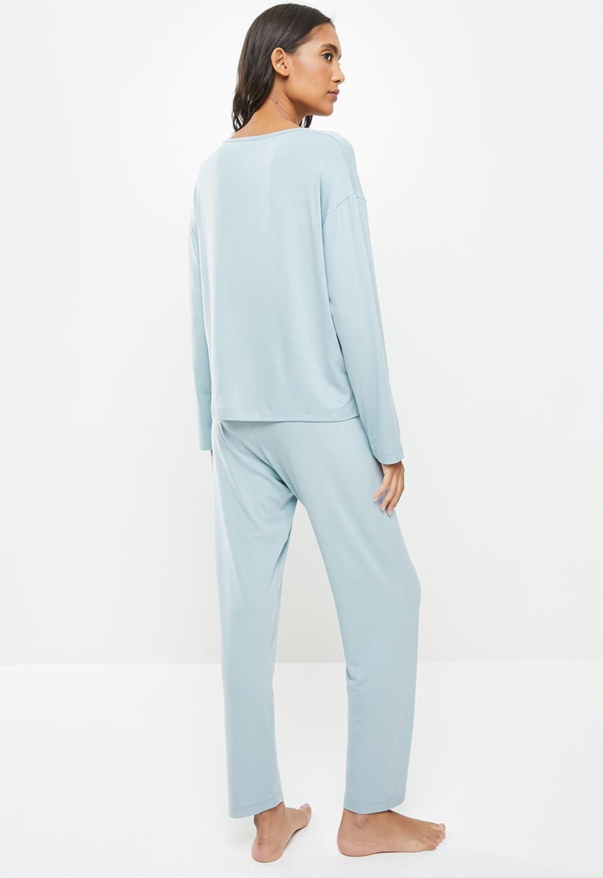 Superbalist - V-neck sleep top & pants set - light blue