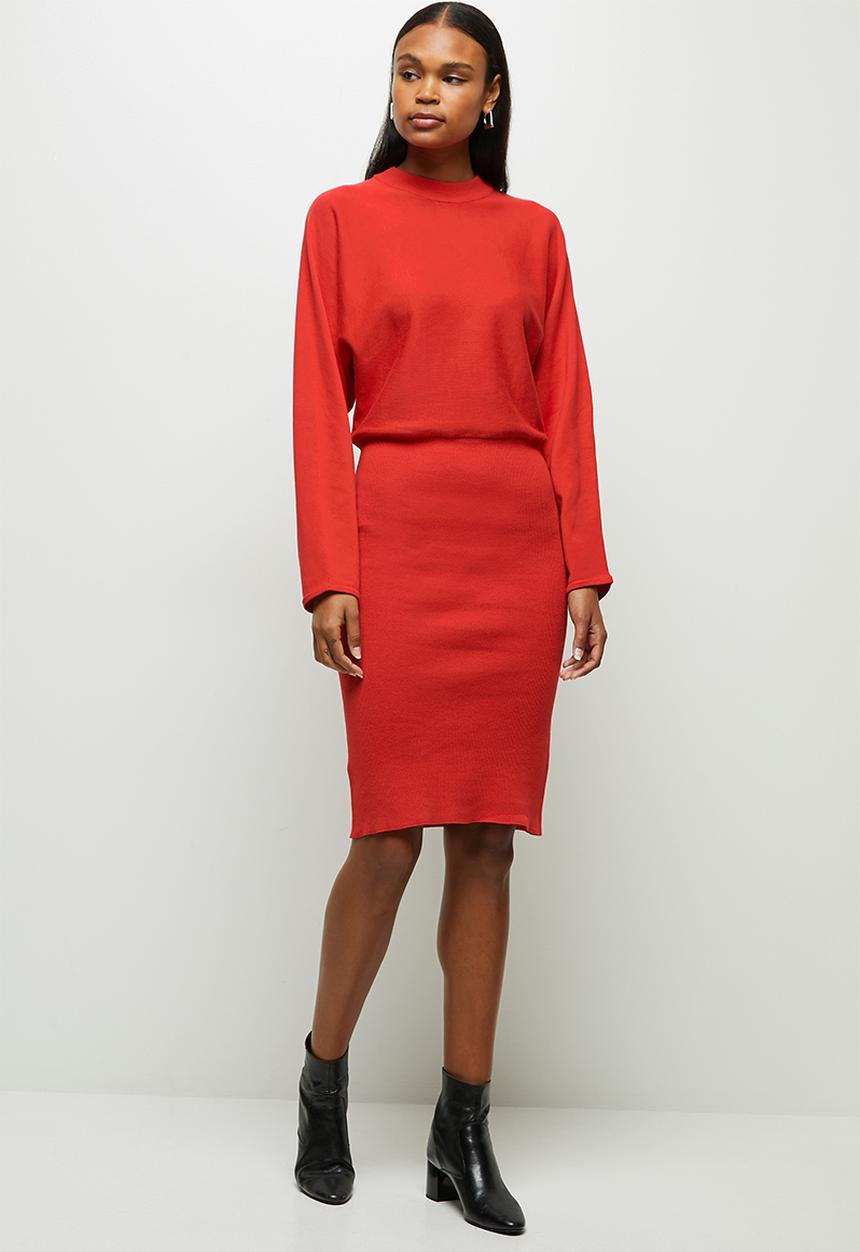 Batwing dress - dark red