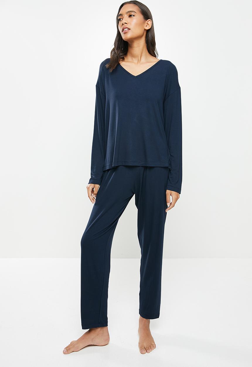 Superbalist - V-neck sleep top & pants set - navy