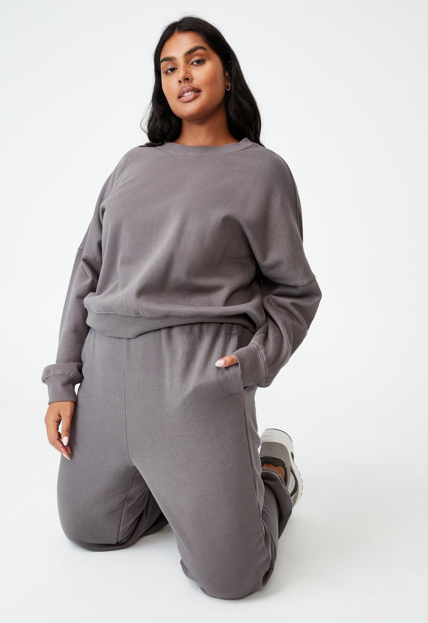 Cotton On - Curve classic high waist track pant - ash grey